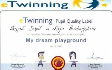 Odznaka Jakości eTwinning za projekt My dream playground