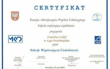 Certyfikat Szkoły Wspierającej Uzdolnienia