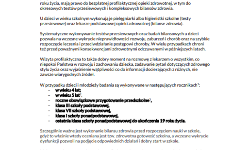 Zdjęcie do Bezpłatna profilaktyczna opieka zdrowotna dla dzieci i młodzieży