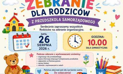 Zdjęcie do Zebranie dla Rodzic&oacute;w z Przedszkola Samorządowego