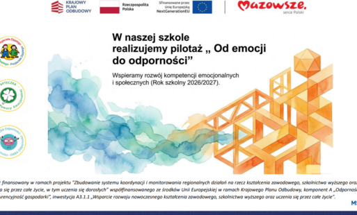 Zdjęcie do W naszej szkole realizujemy pilotaż "Od emocji do odporności"