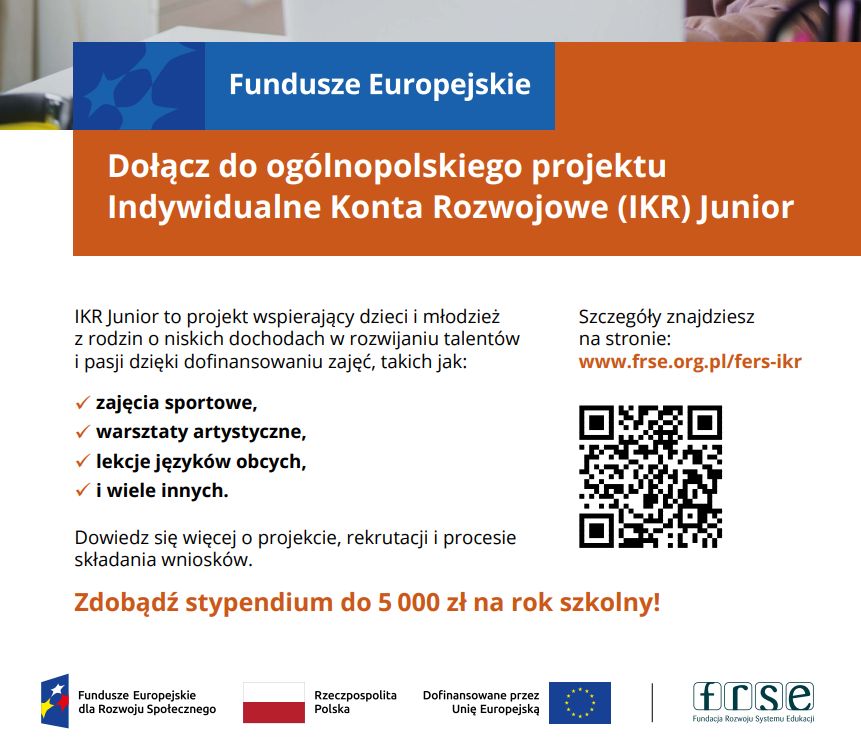 Zdjęcie do Informacja dla rodzic&oacute;w/opiekun&oacute;w prawnych - rekrutacja do projektu "Indywidualne Konta Rozwojowe (IKR) Junior"