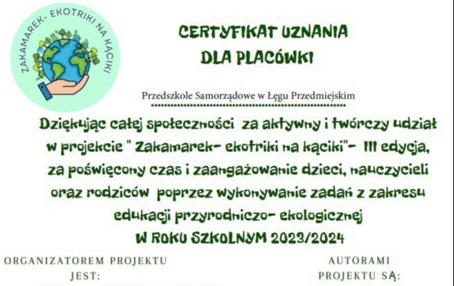 Zdjęcie do ,,Zakamarek &ndash; ekotriki na kąciki&rdquo; w Przedszkolu