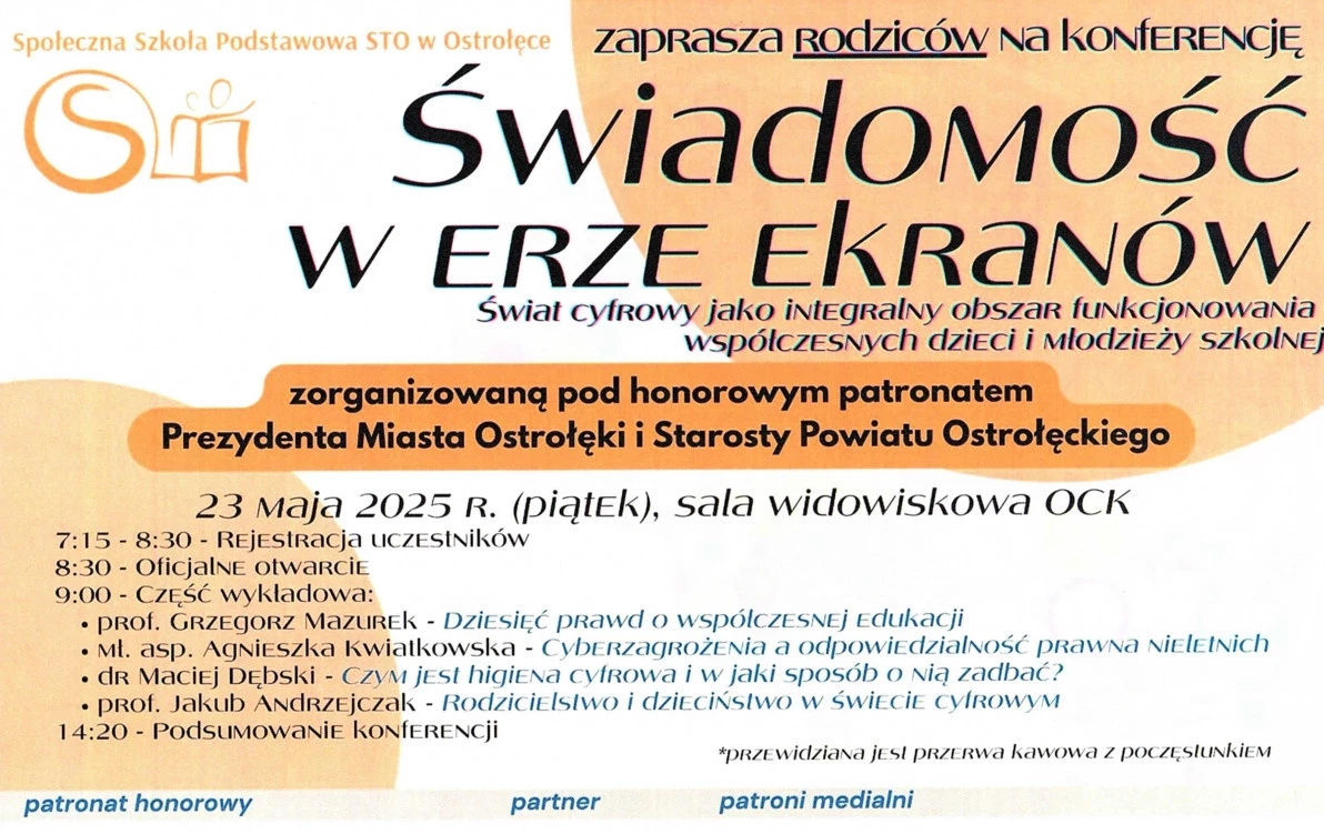 Zdjęcie do Zaproszenie na konferencję ŚWIADOMOŚĆ W ERZE EKRAN&Oacute;W