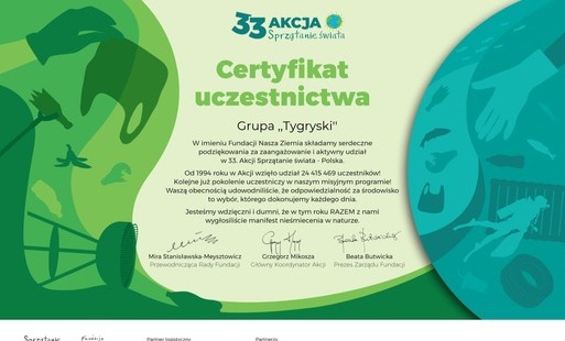 Zdjęcie do Razem dla czystej planety &ndash; udział grupy &bdquo;Tygryski&rdquo; w 33. Akcji Sprzątanie świata