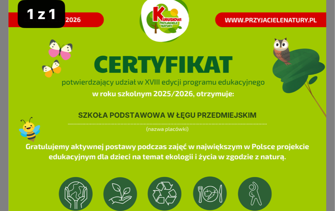 Zdjęcie do Udział uczni&oacute;w klas I&ndash;III w og&oacute;lnopolskim programie edukacyjnym &bdquo;Kubusiowi Przyjaciele Natury&rdquo;